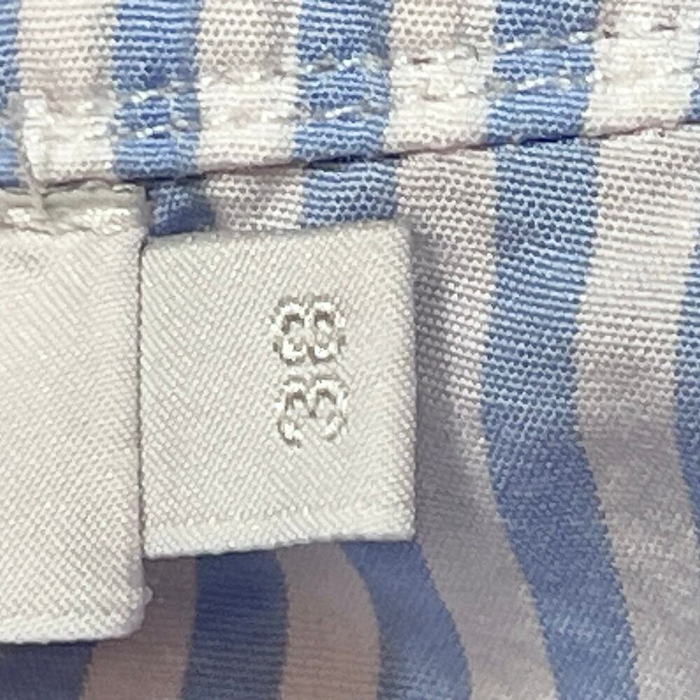 Anne Fontaine Aix Shirt Pearl Neck Size 38 Blue White Pinstripe Button Down - Picture 9 of 12